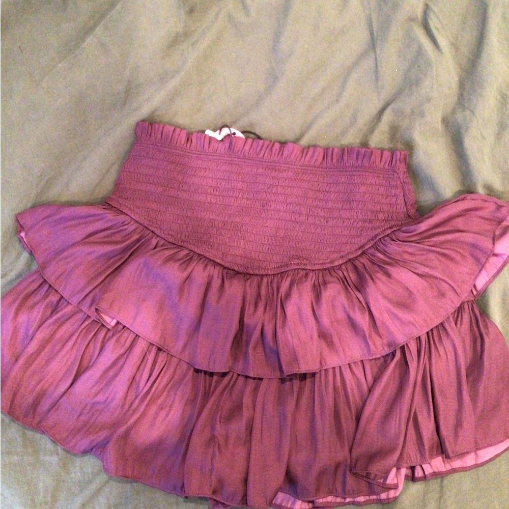 Purple silky mini skirt, layered flower size small